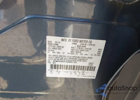 2019 Ford Edge Titanium из США, поврежденный, VIN 2FMPK4K97KBB91795